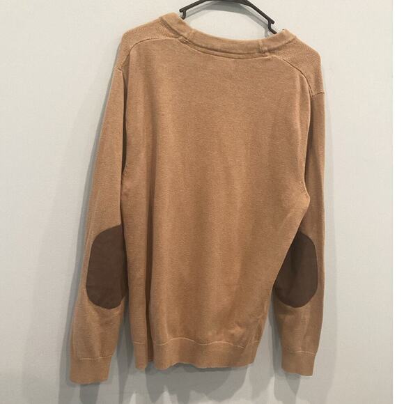 Vtg Chaps Mens Cardigan Sweater M Medium Elbow Patch Beige Fisherman Emo Grandpa - Picture 4 of 11